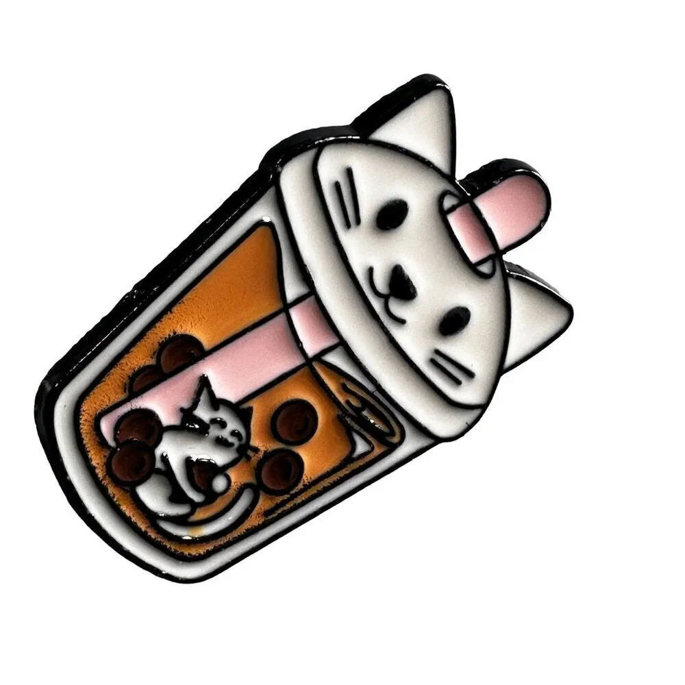 Cat Boba Tea Lapel Pin Kitten Pearl Tea Bubble Tea Brooch Accessories Jewelry
